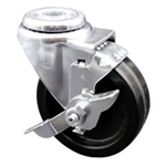 Service Caster #20 Series bolt hole swivel casters with 4 inch phenolic wheel and brake are a versatile caster solution.