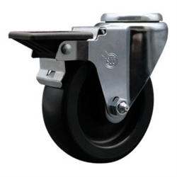 Service Caster #20 Series bolt hole swivel casters with 4 inch polyolefin wheel and posi lock are a versatile caster solution.