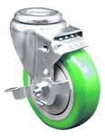 Service Caster #20 Series swivel casters with brake and 4 inch polyurethane wheel are a versatile caster choice. Featuring a zinc plated finish, these casters are ideal for light and medium duty material handling, carts, equipment, and shop projects.