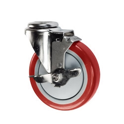 4" Bolt Hole Swivel Caster with Polyurethane Tread and Brake