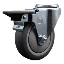 Bolt hole swivel casters with 4 inch thermoplastic rubber tread wheel and posi lock