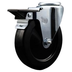 Service Caster #20 Series bolt hole swivel casters with 5 inch hard rubber wheel and posi lock are a versatile caster solution.
