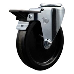 Service Caster #20 Series bolt hole swivel casters with 5 inch phenolic wheel and posi lock are a versatile caster solution.