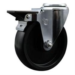 Service Caster #20 Series bolt hole swivel casters with 5 inch polyolefin wheel and posi lock are a versatile caster solution.