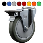 5 inch bolt hole swivel caster with polyurethane tread wheel and posi lock brake
