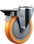 Service Caster #20 Series swivel casters with brake and 5 inch polyurethane wheel are a versatile caster choice. Featuring a zinc plated finish, these casters are ideal for light and medium duty material handling, carts, equipment, and shop projects.