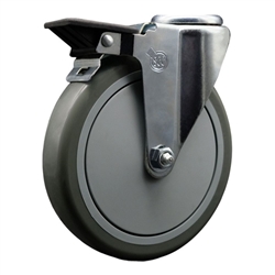 Service Caster #20 Series bolt hole swivel casters with 6 inch gray polyurethane tread wheel and posi lock are a versatile caster solution.