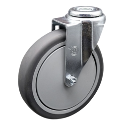 Bolt hole swivel casters with 6 inch thermoplastic rubber tread wheel