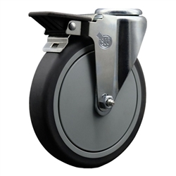 Bolt hole swivel casters with 6 inch thermoplastic rubber tread wheel and posi lock