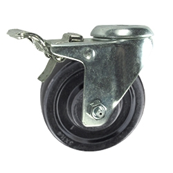 3-1/2" Total Lock Swivel Caster with bolt hole and hard rubber wheel