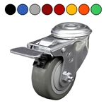 3-1/2" Bolt Hole Swivel Caster with Polyurethane Tread and Total Lock Brake