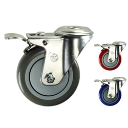 4" Swivel Caster with Polyurethane Tread and Total Lock Brake