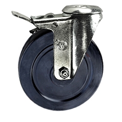 5" Total Lock Swivel Caster with bolt hole and hard rubber wheel