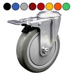 5 Inch Bolt Hole Swivel Caster with Polyurethane Tread Wheel and Total Lock Brake
