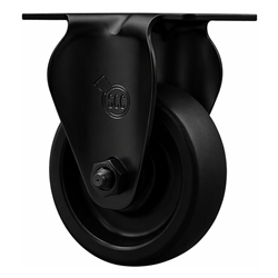 3 Inch rigid caster with black fork assembly and polyolefin wheel