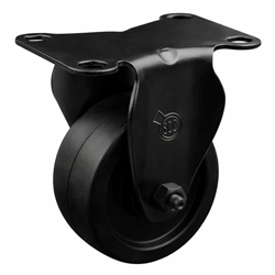 3 inch rigid caster with black fork assembly and soft rubber wheel