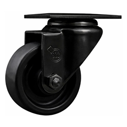 3 inch rigid caster with black fork assembly and polyolefin wheel