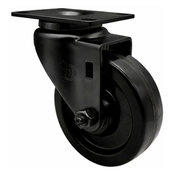 4 inch rigid caster with black fork assembly and phenolic wheel