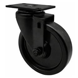 5 inch rigid caster with black fork assembly and phenolic wheel