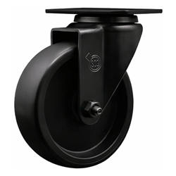 5 inch rigid caster with black fork assembly and polyolefin wheel