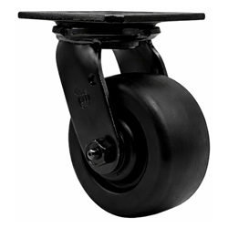 4 inch rigid caster with black fork assembly and Polyolefin wheel
