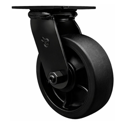 6 inch rigid caster with black fork assembly and glass filled nylon wheel