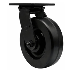 6 inch rigid caster with black fork assembly and phenolic wheel