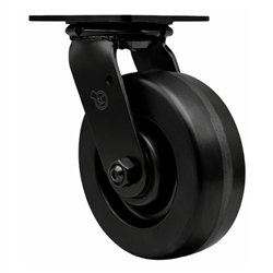 6 inch rigid caster with black fork assembly and phenolic wheel