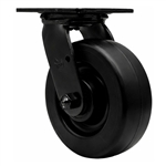 6 inch rigid caster with black fork assembly and polyolefin wheel with ball bearings