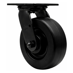 6 inch rigid caster with black fork assembly and polyolefin wheel with ball bearings
