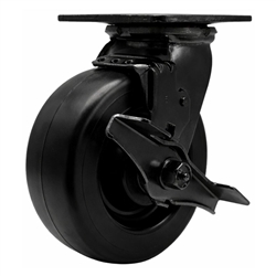 6 inch rigid caster with black fork assembly and polyolefin wheel and brake