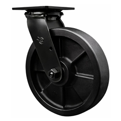8 inch rigid caster with black fork assembly and glass filled nylon wheel