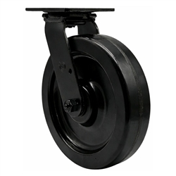 8 inch rigid caster with black fork assembly and phenolic wheel with ball bearings