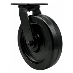 8 inch rigid caster with black fork assembly and phenolic wheel