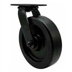 8 Inch Heavy Duty Swivel Caster with Black fork Assembly and Polyolefin Wheel and Ball Bearings