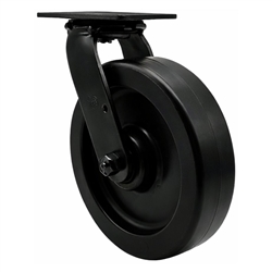 8 Inch Heavy Duty Swivel Caster with Black Fork Assembly and Polyolefin Wheel