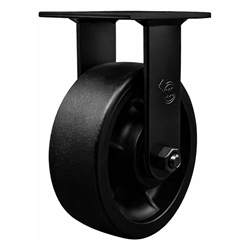 6 inch Heavy Duty Rigid Caster with Black Fork Assembly and Glass Filled Nylon Wheel and Ball Bearings
