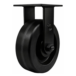 6 in Rigid Caster with Black Fork Assembly and Phenolic Wheel