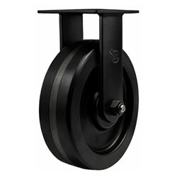 8 in Heavy Duty Rigid Caster with Black Fork Assembly and Phenolic Wheel