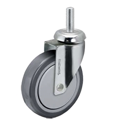 4 inch threaded stem chrome swivel caster with thermoplastic rubber wheel for hospital applications