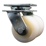 Dual wheel swivel caster with 5 inch durable nylon wheels