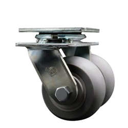 4" Dual Wheel Swivel Caster with Thermoplastic Rubber Donut Tread Wheel and Ball Bearings