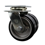 Service Caster Series #30 dual wheel swivel caster with 5 inch moldon rubber tread on aluminum core wheels