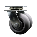5" Dual Wheel Swivel Caster with Thermoplastic Rubber Donut Tread Wheel and Ball Bearings