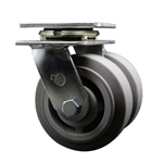 5" Dual Wheel Swivel Caster with Thermoplastic Rubber Flat Tread Wheel and Ball Bearings