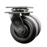 Service Caster Series #30 dual wheel swivel caster with 5 inch non-marking thermoplastic rubber flat face tread on polyolefin core wheels