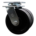 Dual wheel swivel caster with 6 inch durable glass filled nylon wheels