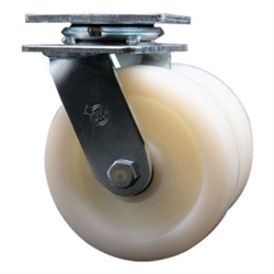 Dual wheel swivel caster with 6 inch durable nylon wheels
