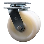 Dual wheel swivel caster with 6 inch durable nylon wheels
