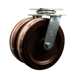 Service Caster Series #30 high temperature dual wheel swivel caster fitted with durable 8 inch Phenolic wheels